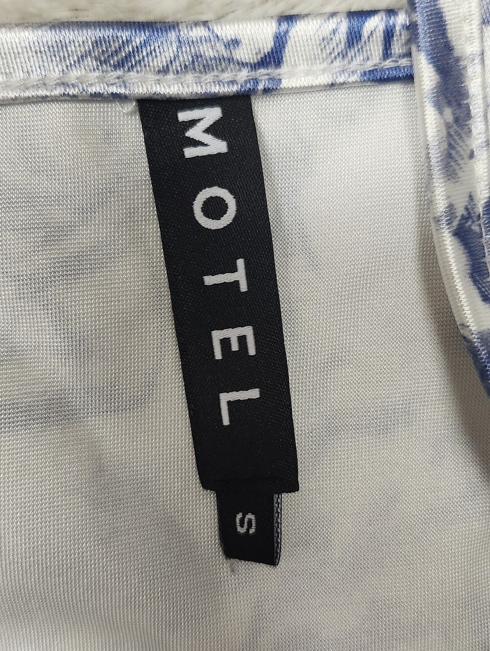 • Motel Rocks Sleeveless Satin Corset Front Closure Crop Top Small Blue White - Picture 6 of 9